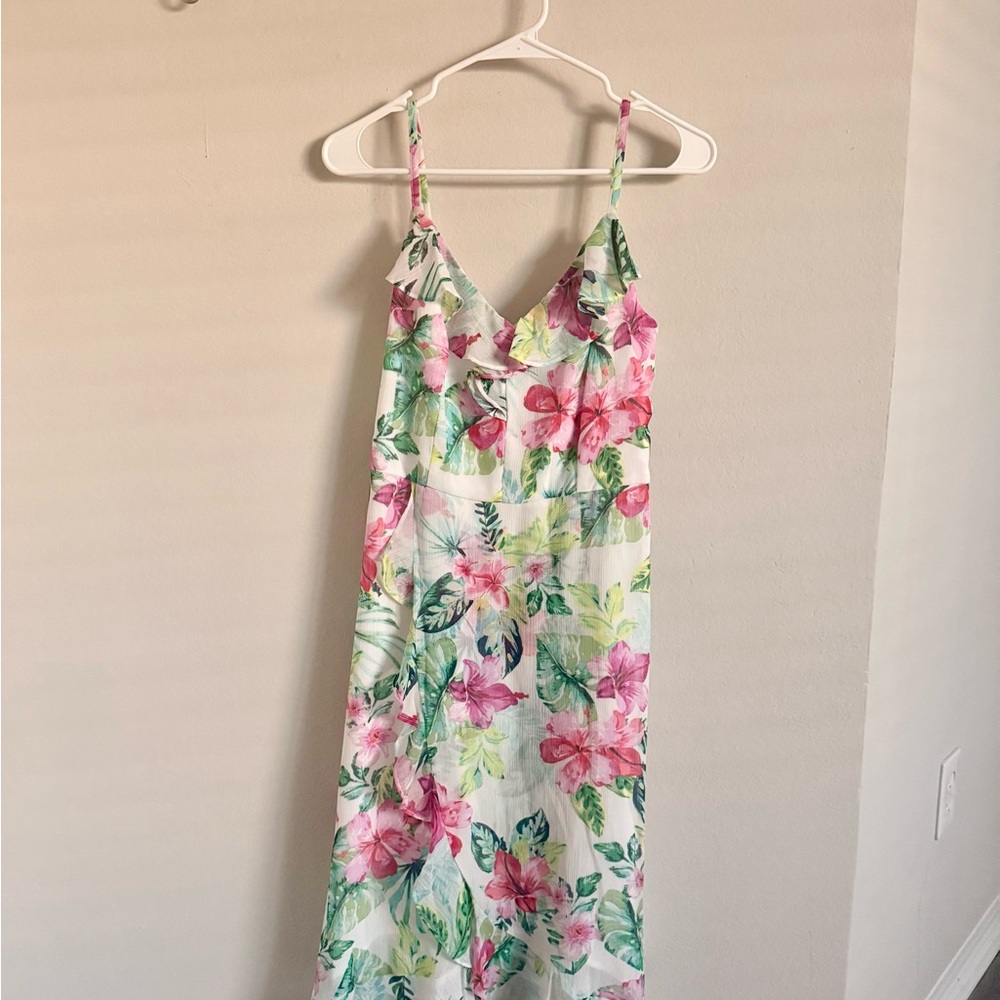 Kensie Floral Midi Dress - Pink and Green